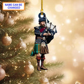 Buchanan Muted Tartan Bagpipe Ornament with Custom Name